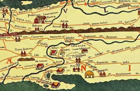 Tabula Peutingeriana &ndash; Segmento in cui e visibile la citt&agrave; di Teano